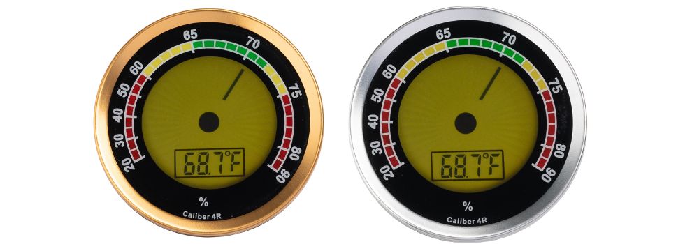 Cigar Oasis Caliber 4R Gold Digital/Analog Hygrometer by Western Humidor