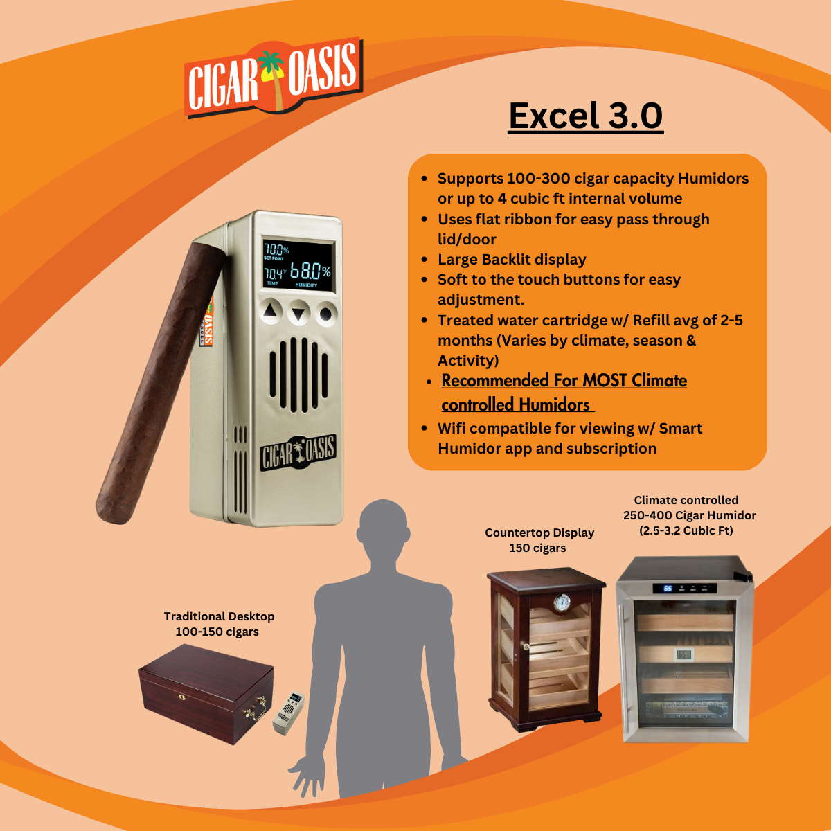 Cigar Oasis Excel 3.0 Electronic Humidifier