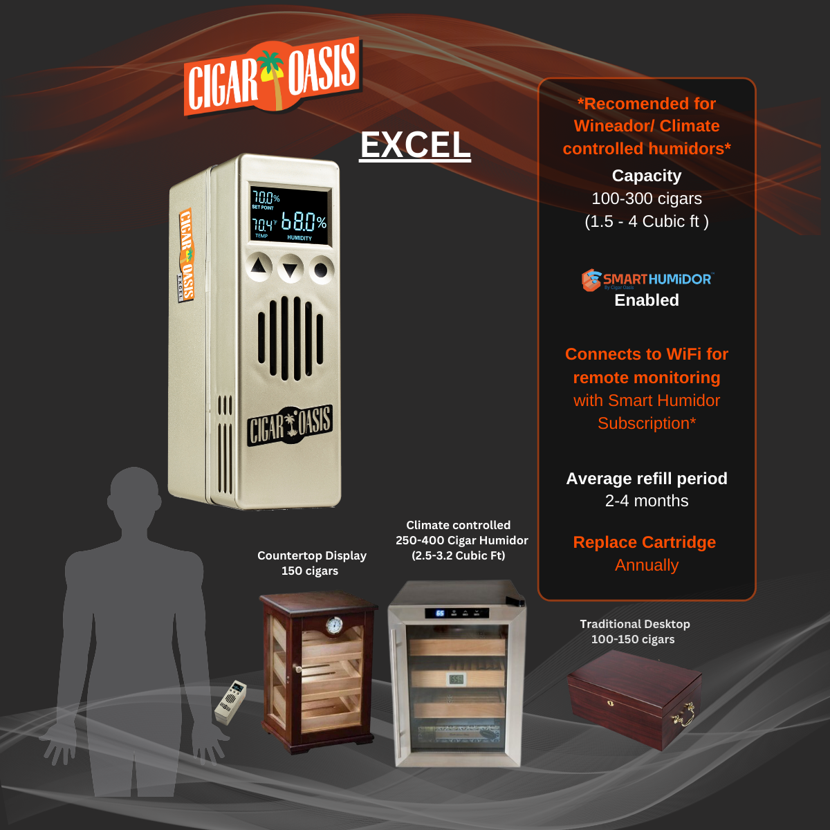 Cigar Oasis Excel 4.0 Electronic Humidifier.-Humidor Accessories-Cigar Oasis-Cigar Oasis