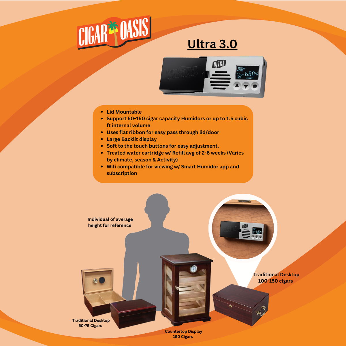 Cigar Oasis Ultra 3.0 Electronic Humidifier-Humidor Accessories-Cigar Oasis-Cigar Oasis