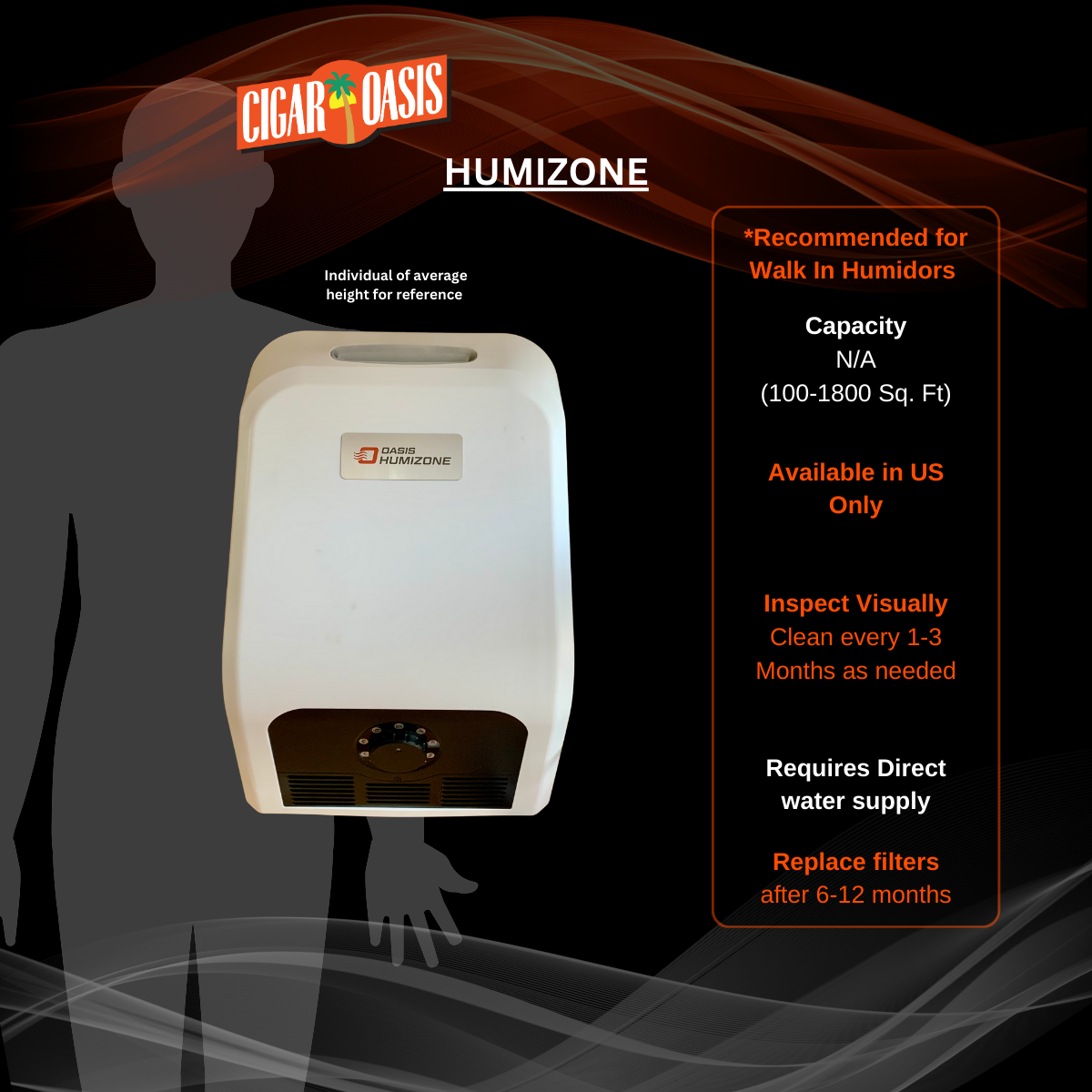 Oasis Humi-Zone Humidification System for Walk-in Humidors w/Filter-Humidifier-Cigar Oasis-Cigar Oasis