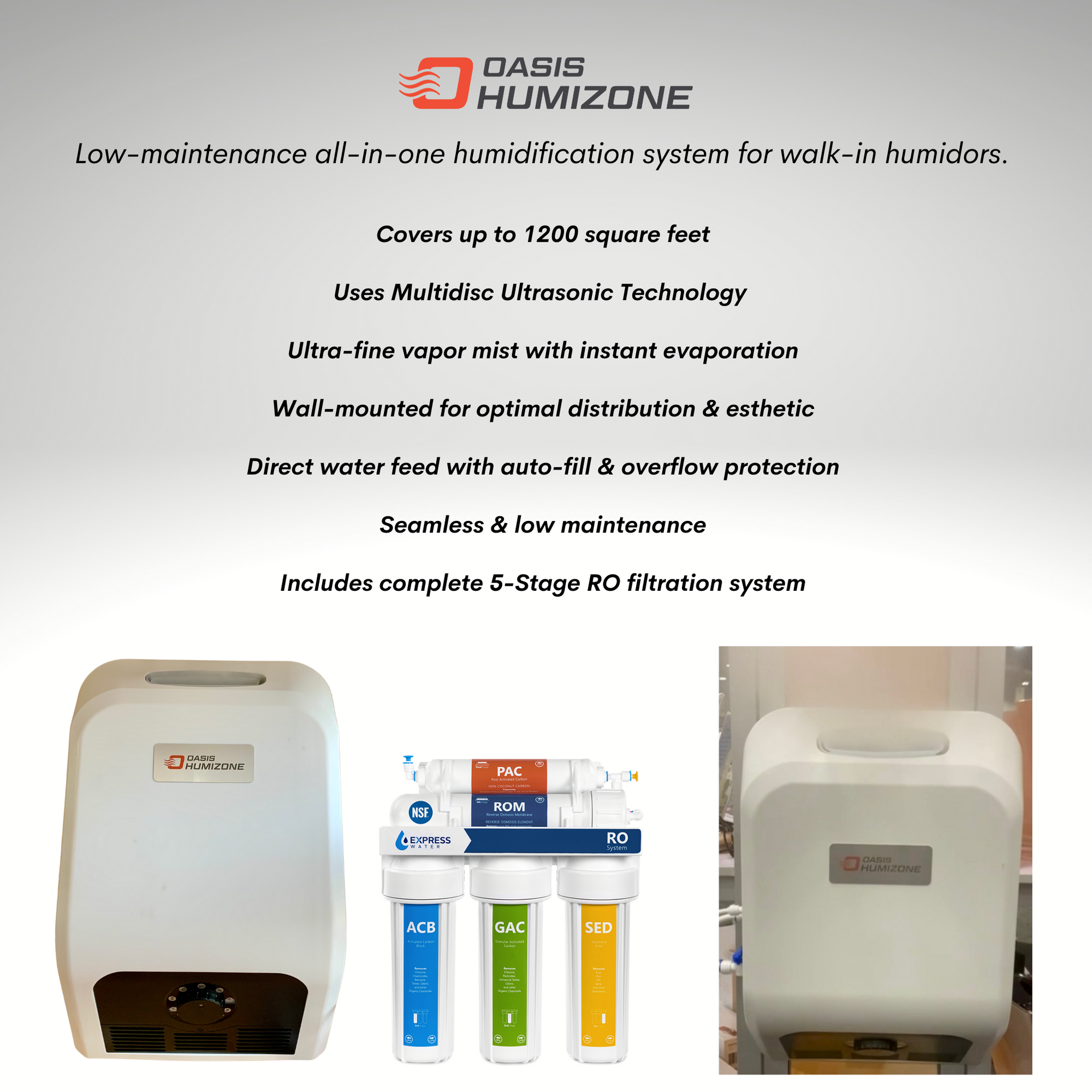 Oasis Humi-Zone Humidification System for Walk-in Humidors w/Filter-Humidifier-Cigar Oasis-Cigar Oasis