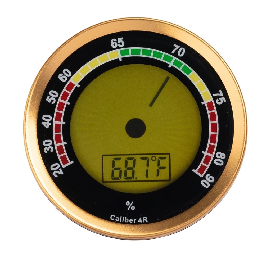 Humidor mini metal gold cigar hygrometer