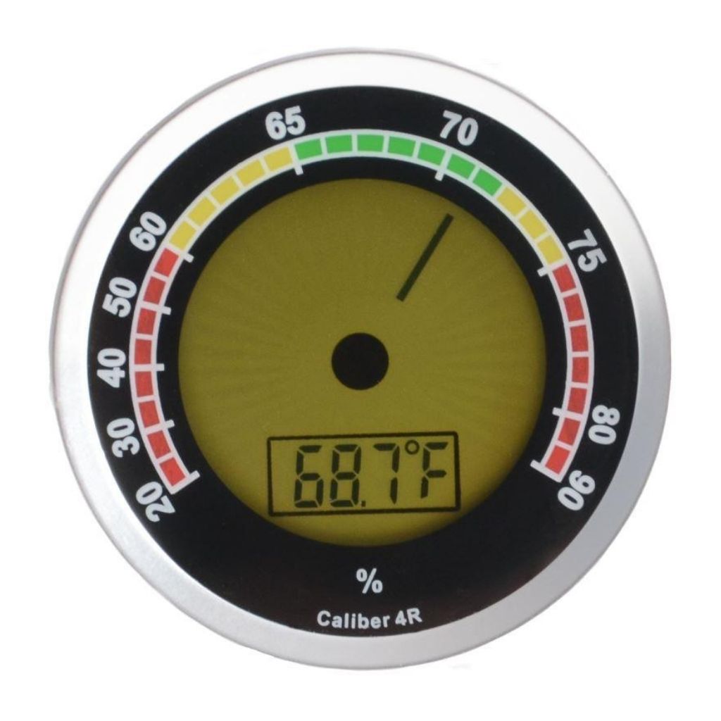 Cigar Oasis Caliber 4R Digital/Analog Hygrometer-Hygrometers-Cigar Oasis-Silver-Cigar Oasis