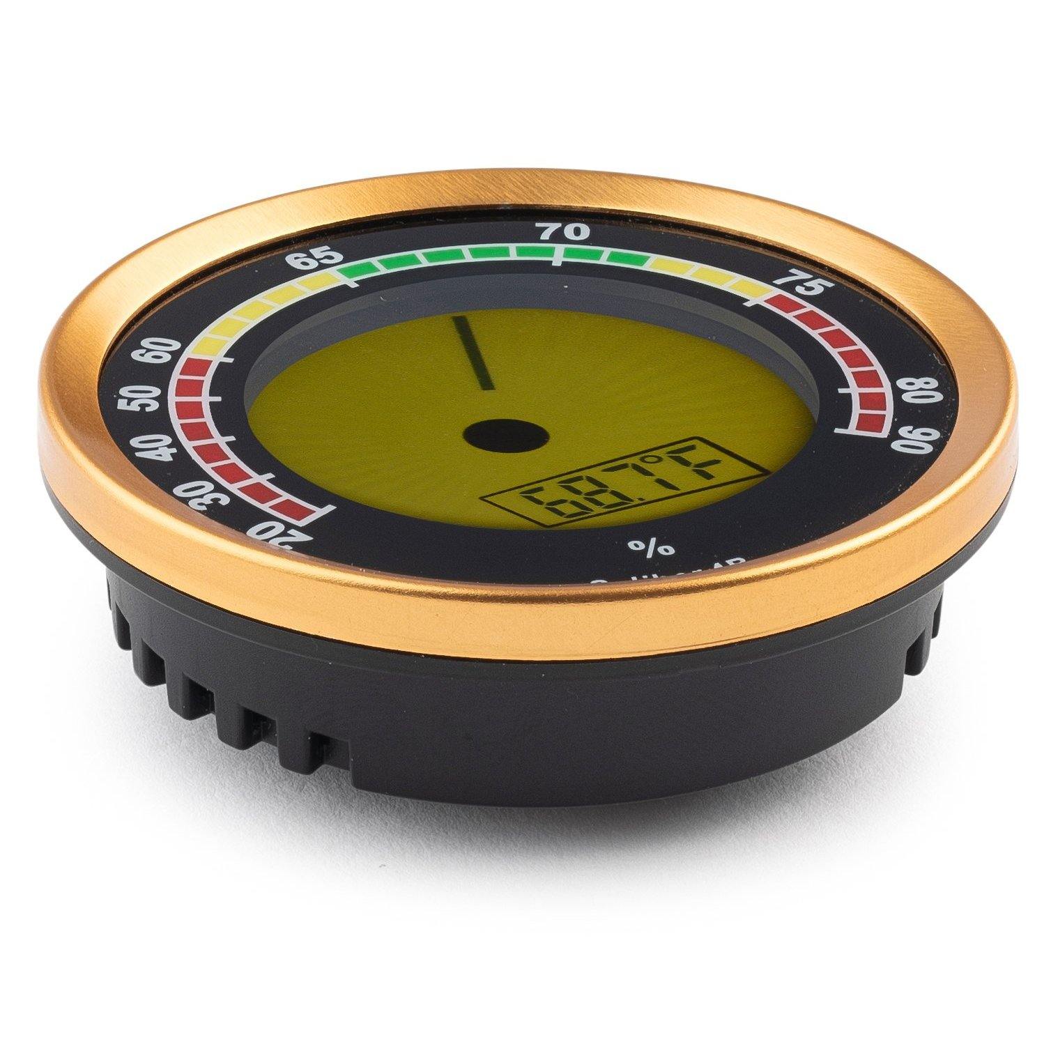 Cigar Oasis Caliber 4R Digital/Analog Hygrometer-Hygrometers-Cigar Oasis-Gold-Cigar Oasis